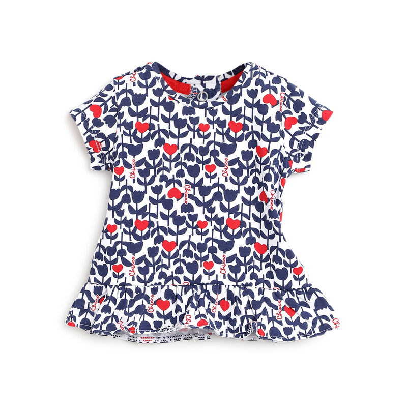 Girls Blue Printed Short Sleeve T-Shirt image number 0
